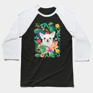 Tropical Short Haired White Chihuahua 4 Baseball T-Shirt